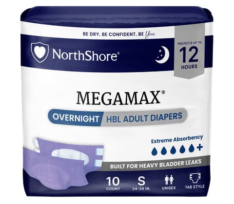 MegaMax Unisex Overnight HBL Adult Diapers with Tabs