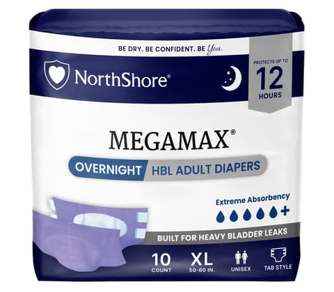 MegaMax Unisex Overnight HBL Adult Diapers with Tabs