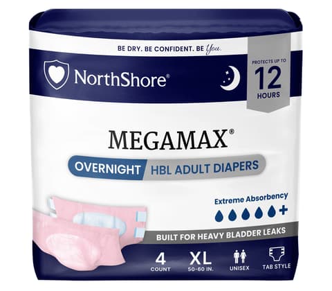 MegaMax Unisex Overnight HBL Adult Diapers with Tabs