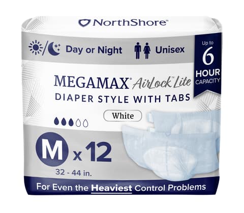 MegaMax AirLock Lite Unisex Breathable Adult Diapers with Tabs