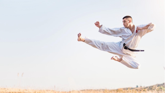 A person kicking a kick