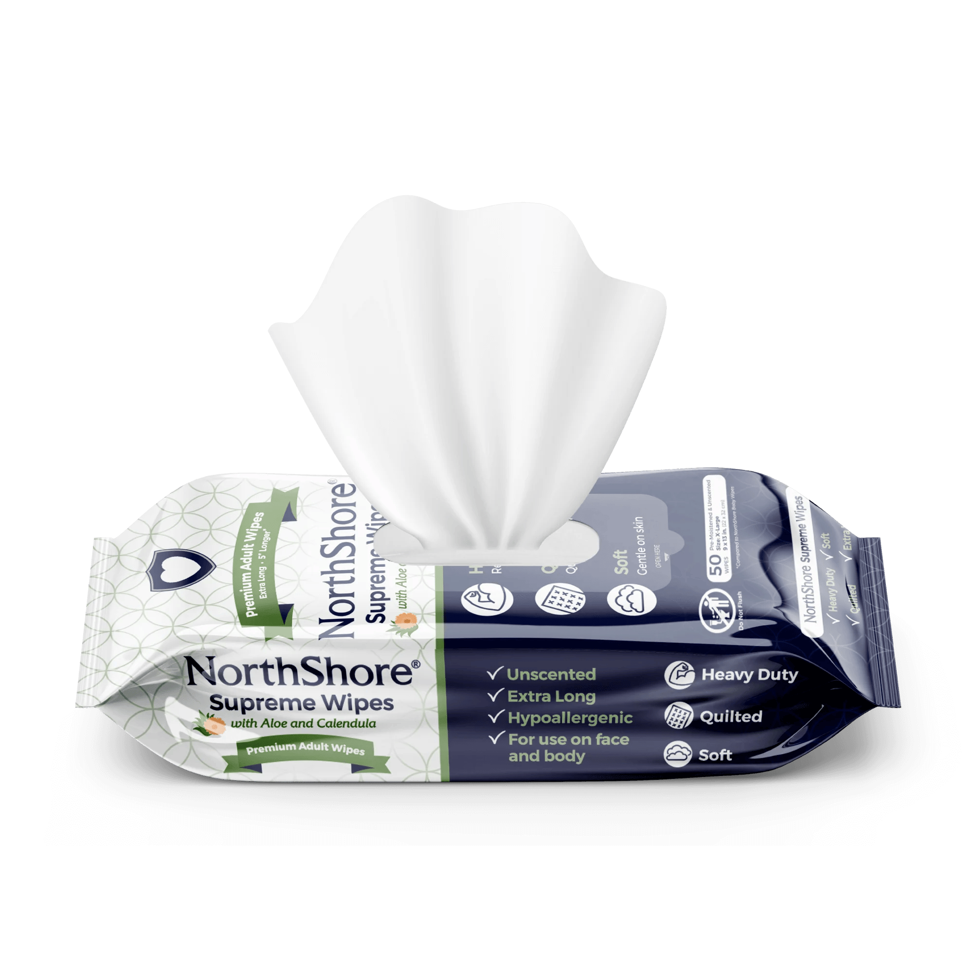 Package of NorthShore Supreme Quilted Adult Cleansing Wipes