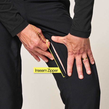 A person holding a zipper.