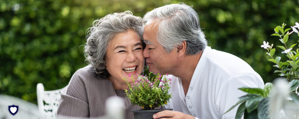 Senior Asian Couple Hugging