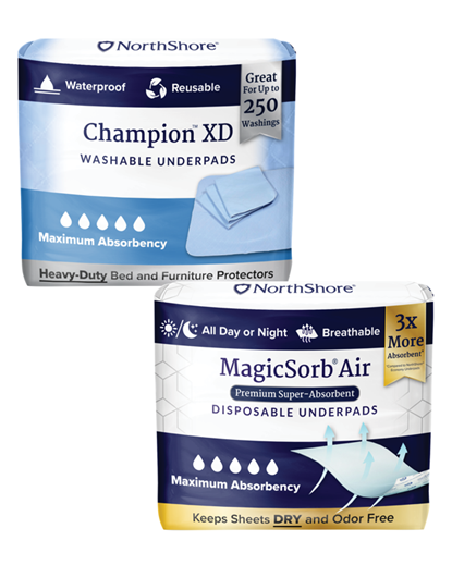 NorthShore Bed Pads, Washable Champion XD and Disposable MagicSorb Air