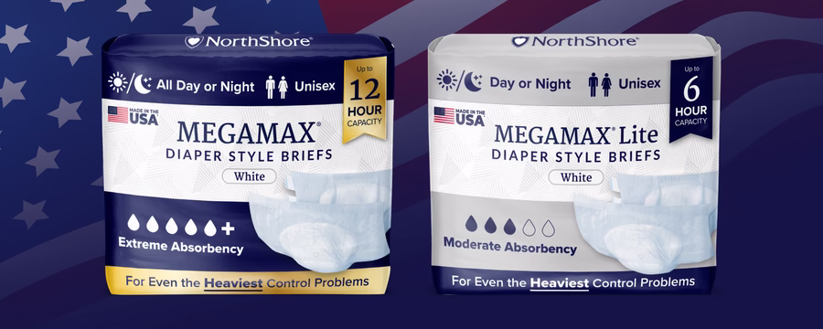 NorthShore MegaMax Overnight Tab-Style Briefs Maximum and Lite Protection for Heavy Wetters
