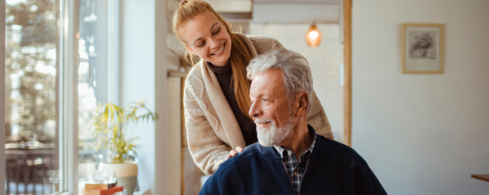 Daughter caring for elderly father