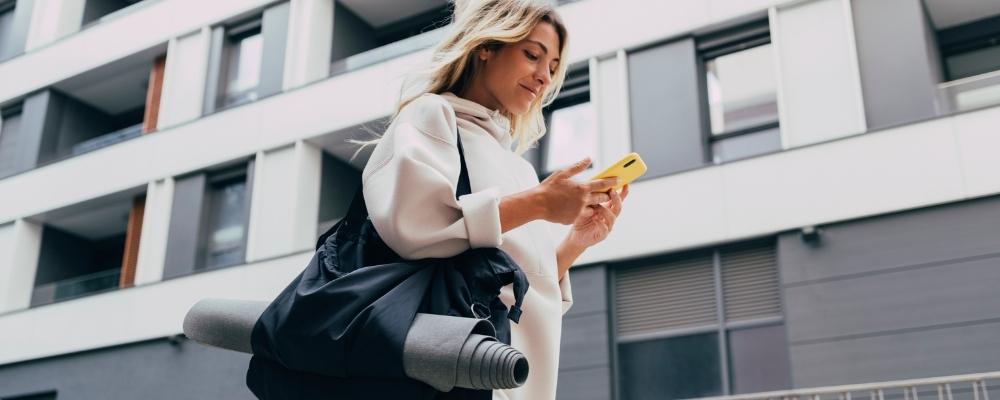 woman with gym bag