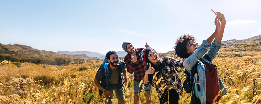 group of people practicing health and wellness with group photo