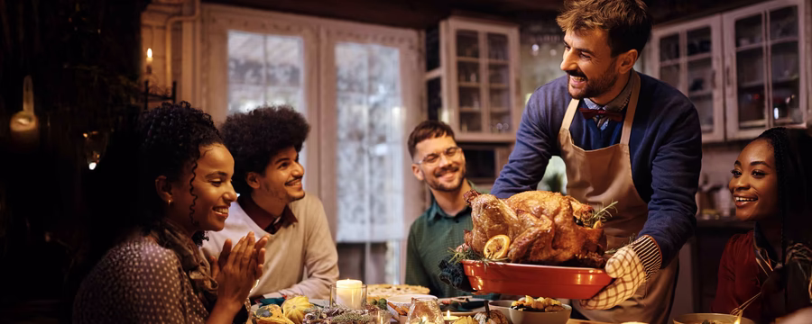 family being thankful during the holiday