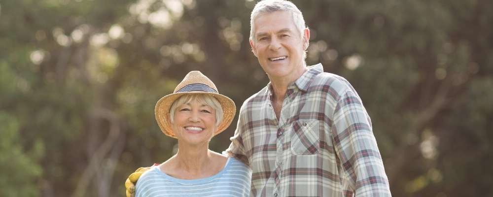 Mature couple gardening