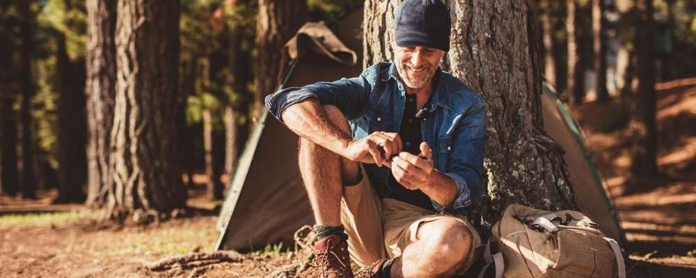 Senior man in hiking gear