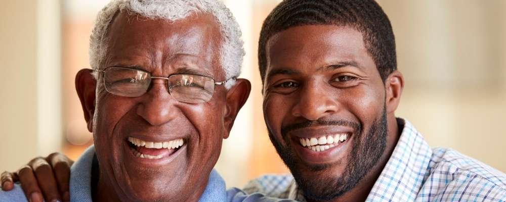 adult son with mature father