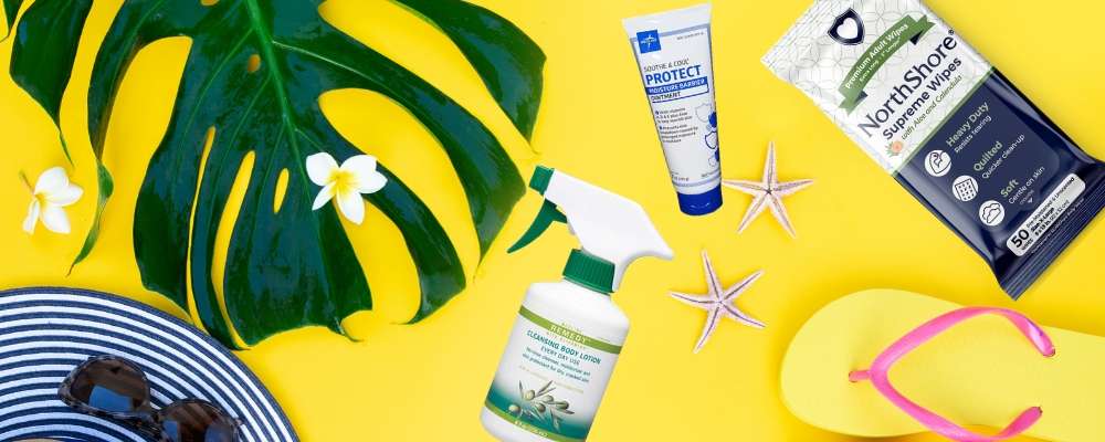 Collage of soothe and cool ointment, remedy lotion and NorthShore Supreme Wipes