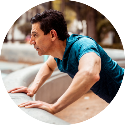 man doing wall push up