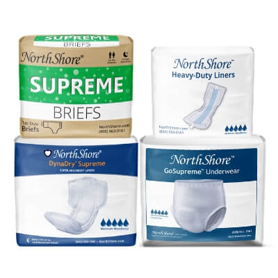 collage of NorthShore products including briefs, liners, and underwear