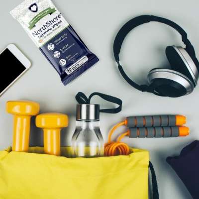 NorthShore Supreme wipes with gym supplies