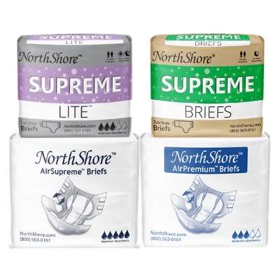 NorthShore AirSupreme Tab-Style Briefs, NorthShore AirPremium Briefs, NorthShore Supreme Lite Tab-Style Briefs,  NorthShore Supreme Briefs