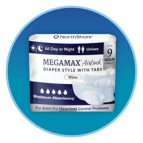 Package of NorthShore MEGAMAX AirLock Lite adult diaper