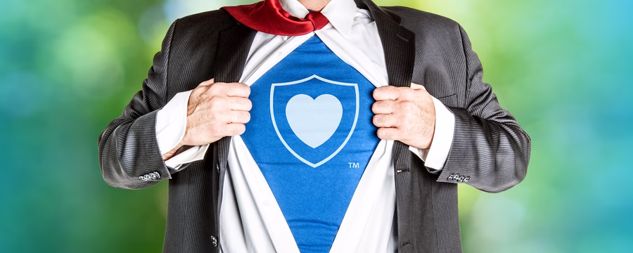 NorthShore heart shield superhero symbol representing strength and protection.