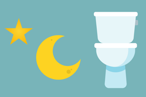 graphic image of a moon and toilet