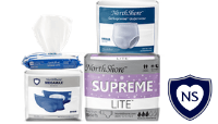 collection of Northshore adult diapers and supplies with logo