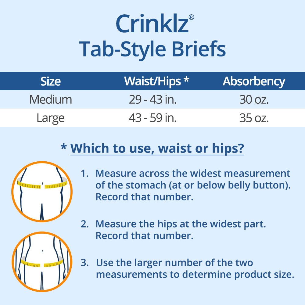 Adults Diapers Size Chart