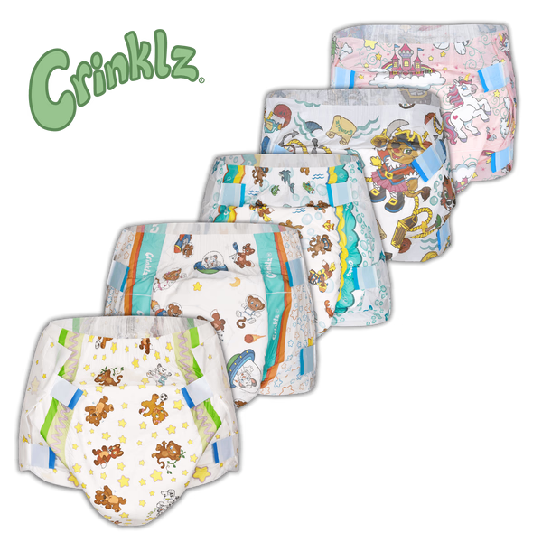 Crinklz Plastic-Backed Printed Adult Diapers
