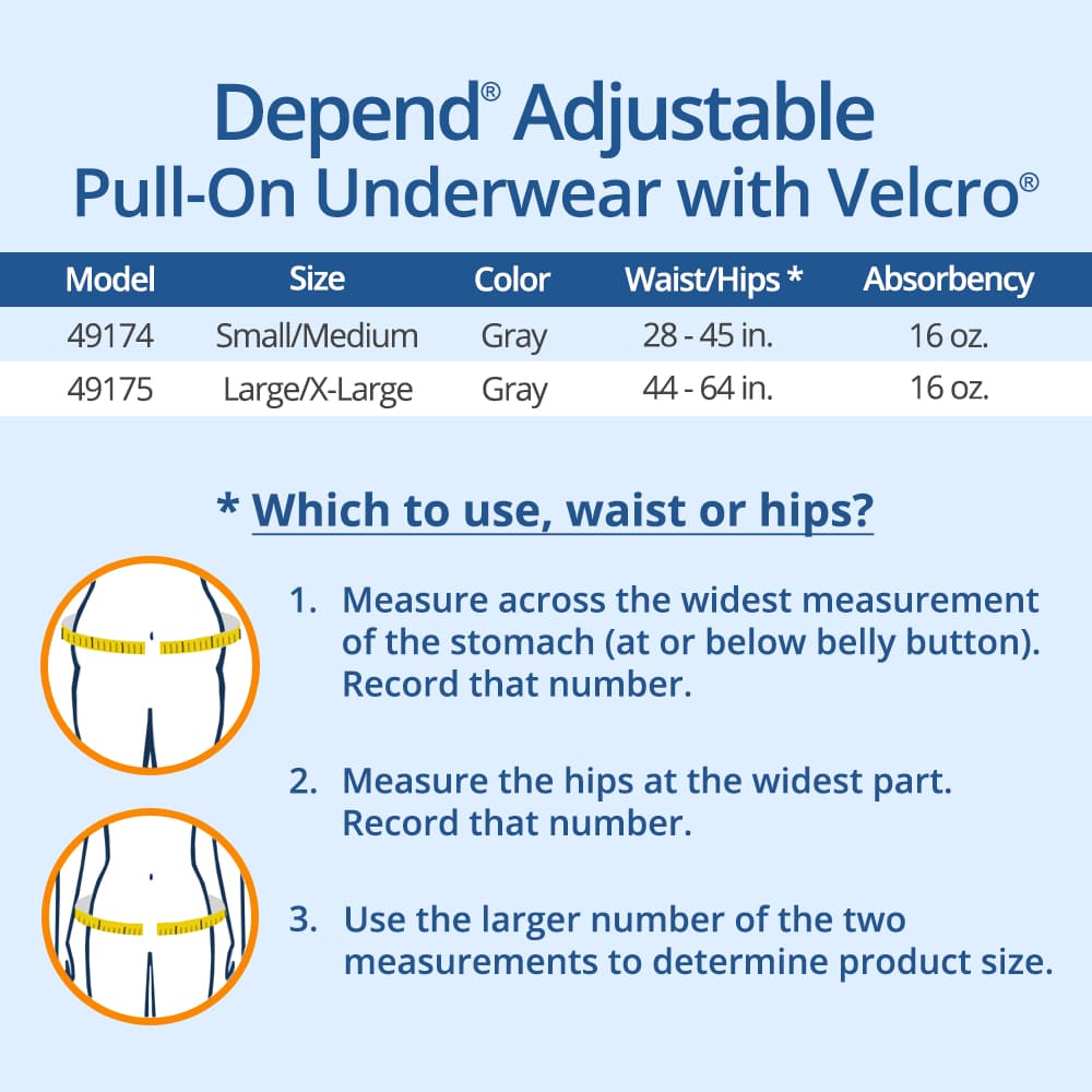 Depends Fit Flex Size Chart