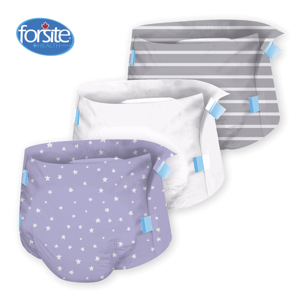 Forsite AM:PM Plastic-Backed Printed Adult Diapers