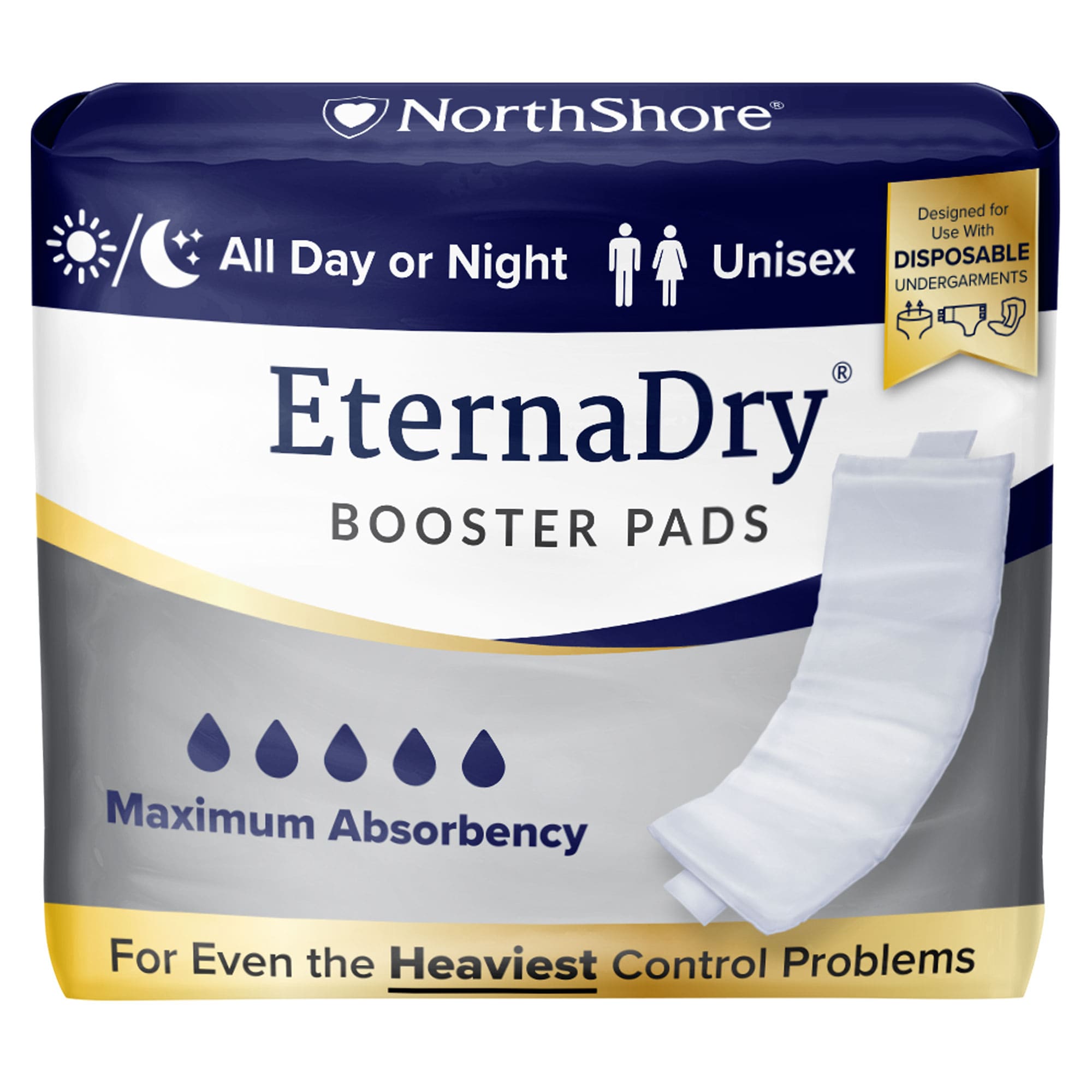 NorthShore Eterna Dry Booster Pads for use in disposable underwear