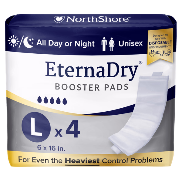 NorthShore EternaDry Booster Pads with Adhesive, Large, Starter Pack/4