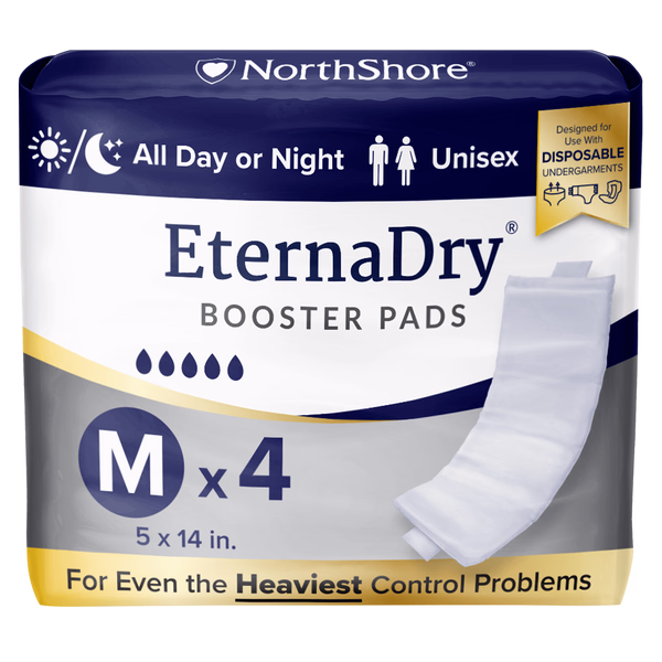 NorthShore EternaDry Booster Pads with Adhesive, Medium, Starter Pack/4
