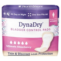 NorthShore DynaDry Bladder Control Pads for Women, Ultimate Absorbency