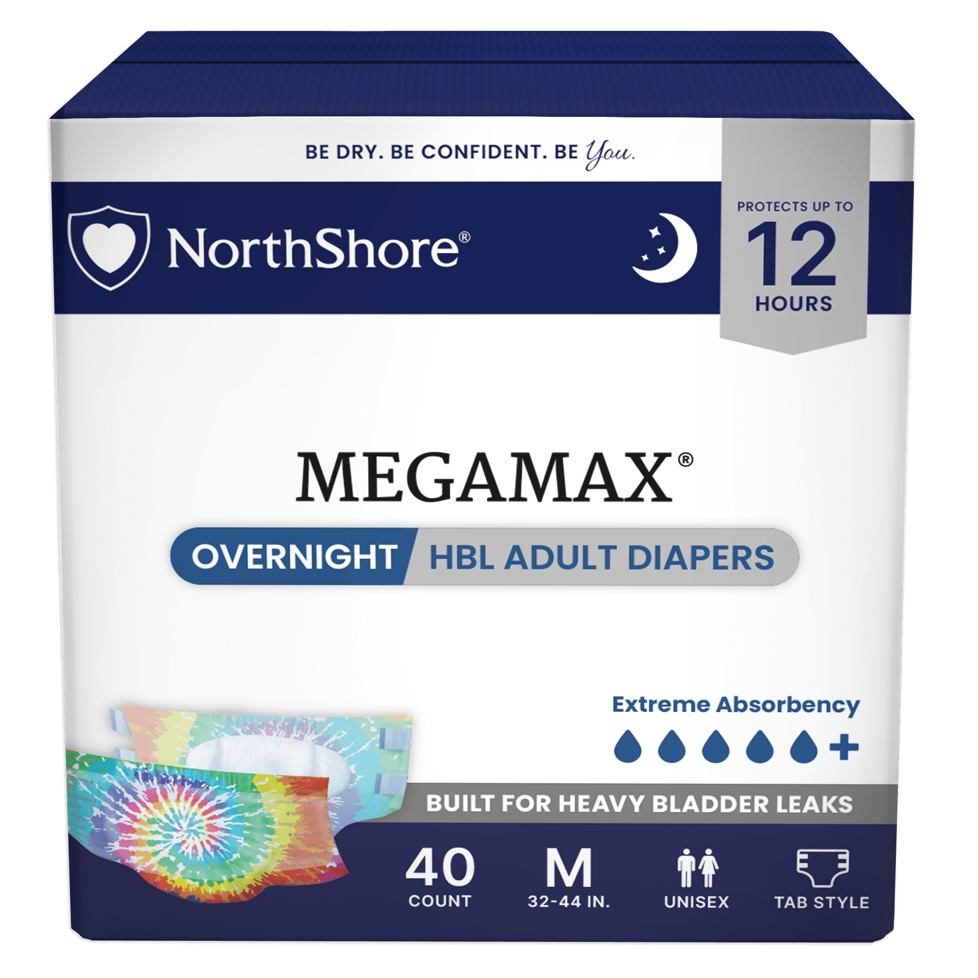 NorthShore MegaMax 12-Hour Overnight HBL Adult Diapers with Tabs
