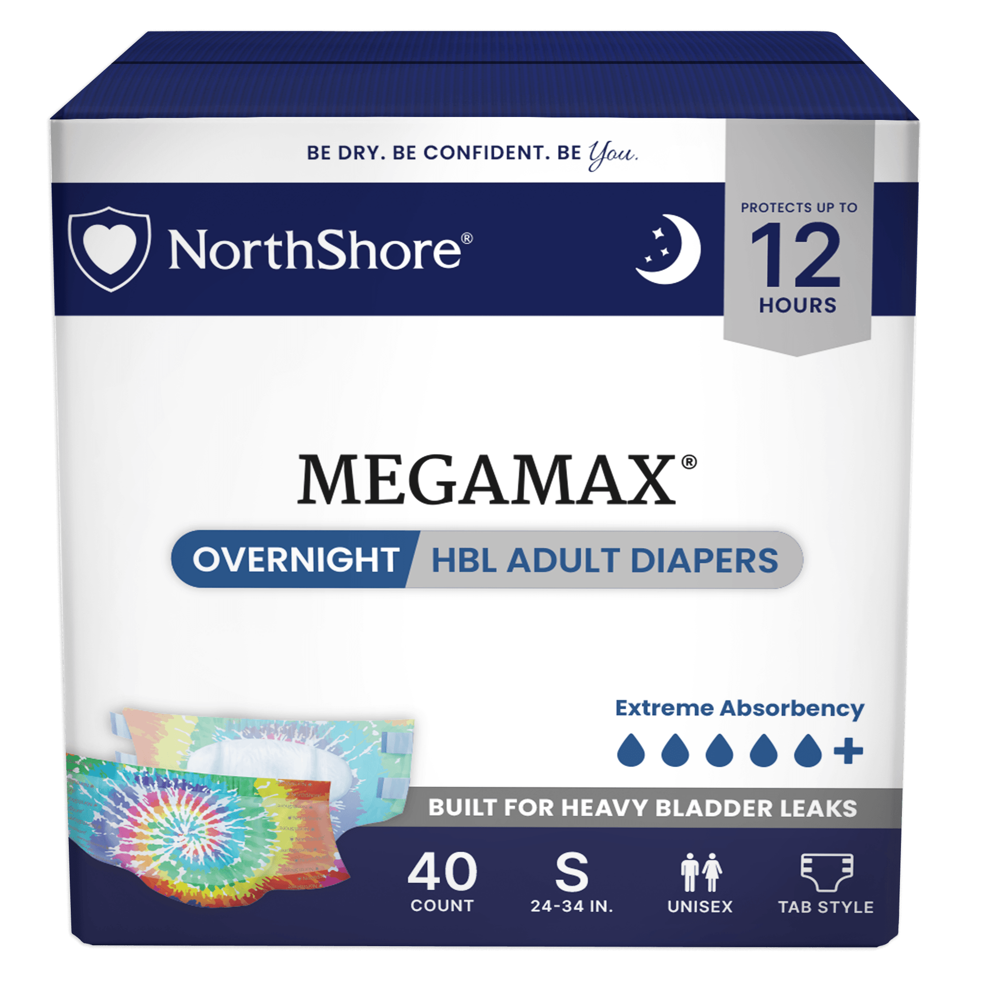 NorthShore MegaMax 12-Hour Overnight HBL Adult Diapers with Tabs