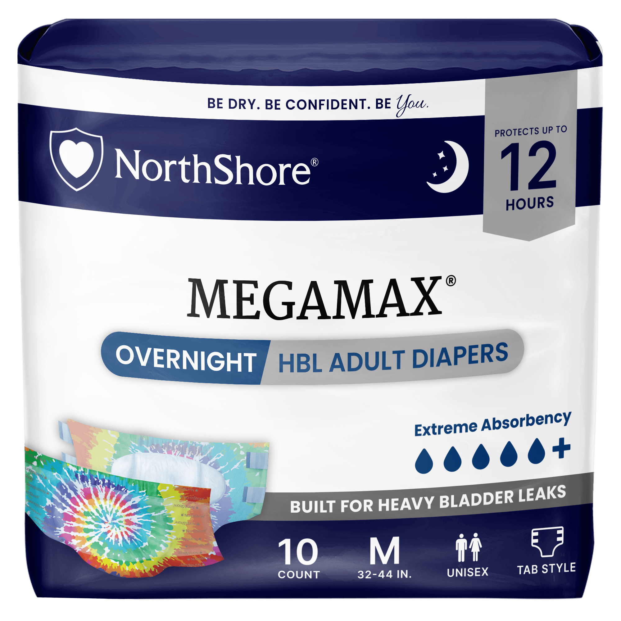 NorthShore MegaMax 12-Hour Overnight HBL Adult Diapers with Tabs