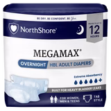 NorthShore MegaMax 12-Hour Overnight HBL Adult Diapers with Tabs