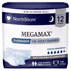 NorthShore MegaMax 12-Hour Overnight HBL Adult Diapers with Tabs