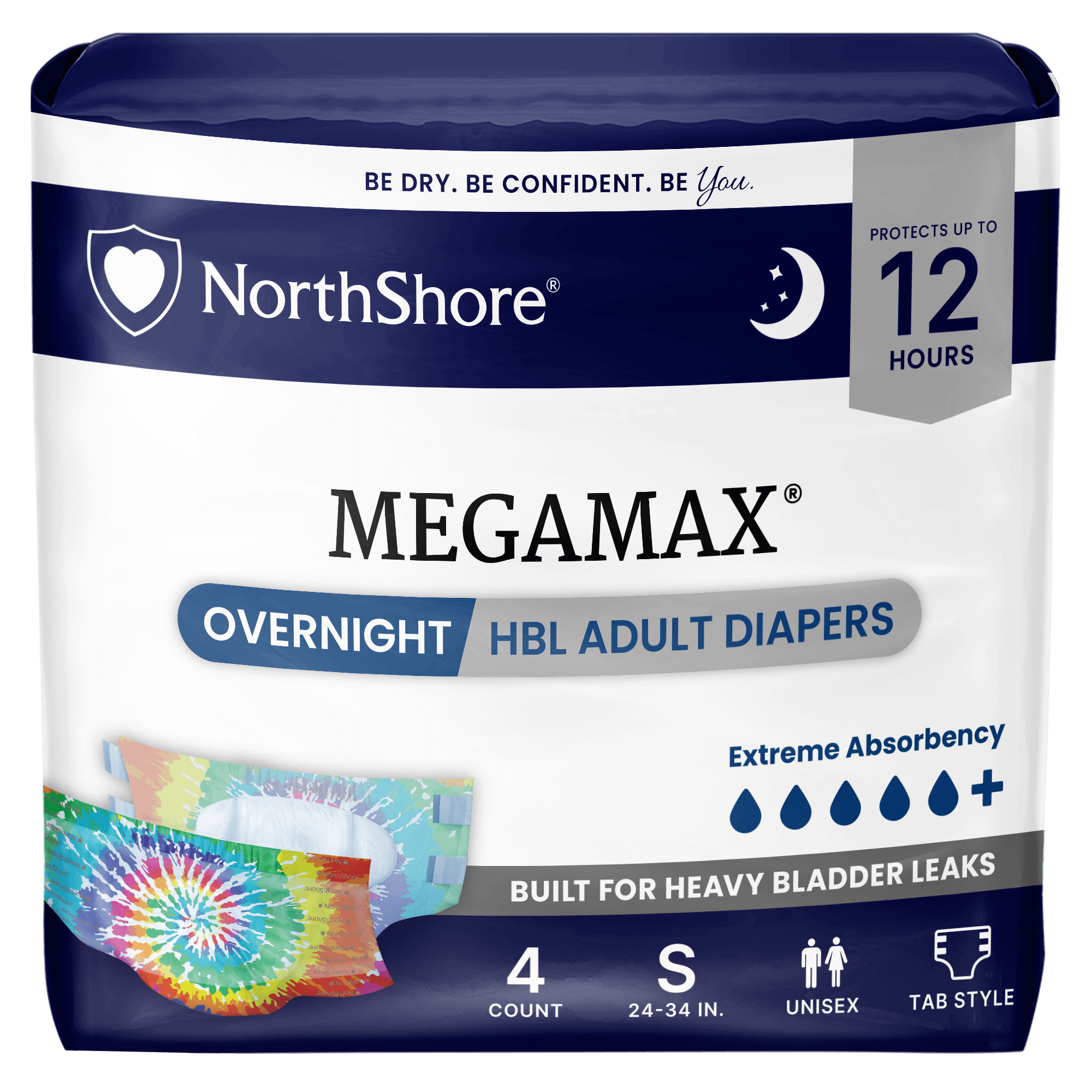 NorthShore MegaMax 12-Hour Overnight HBL Adult Diapers with Tabs