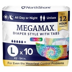 NorthShore MegaMax Overnight Diaper Style Incontinence Briefs with Tabs