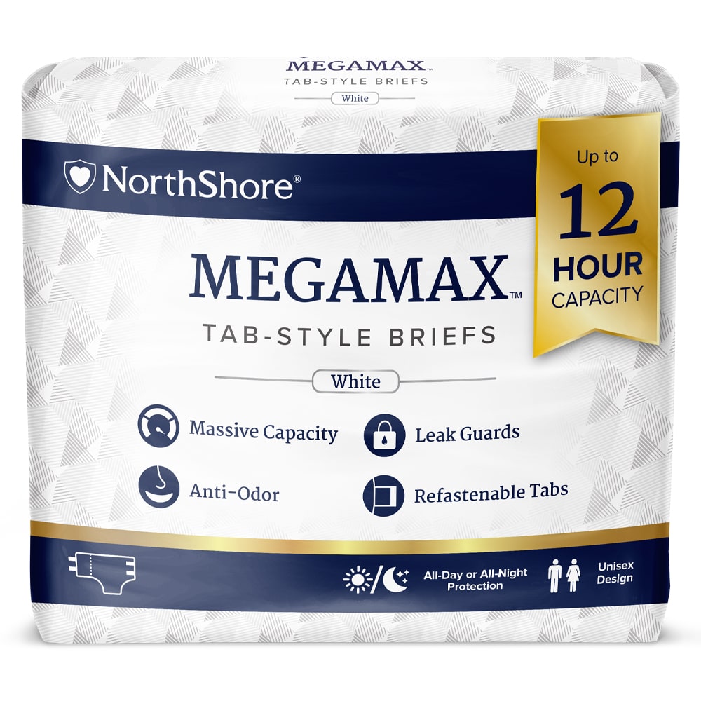 MEGAMAX, The Most Absorbent Adult Diaper Ever – MEGA Protection, Stays Dry  for Up to 12 Hours!