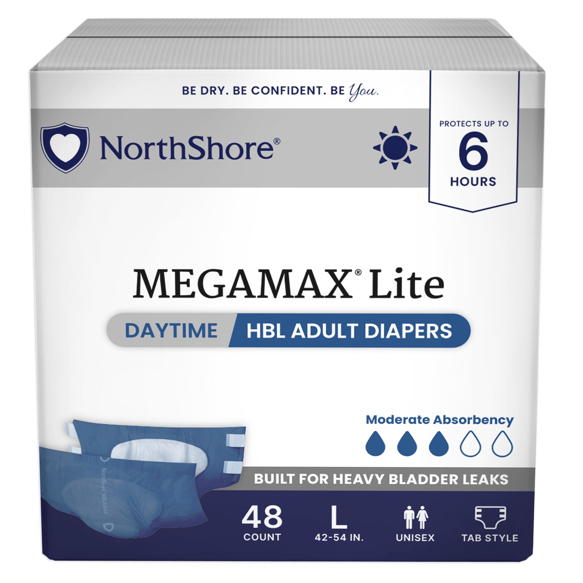 NorthShore MegaMax Lite 6-Hour Daytime HBL Adult Diapers with Tabs