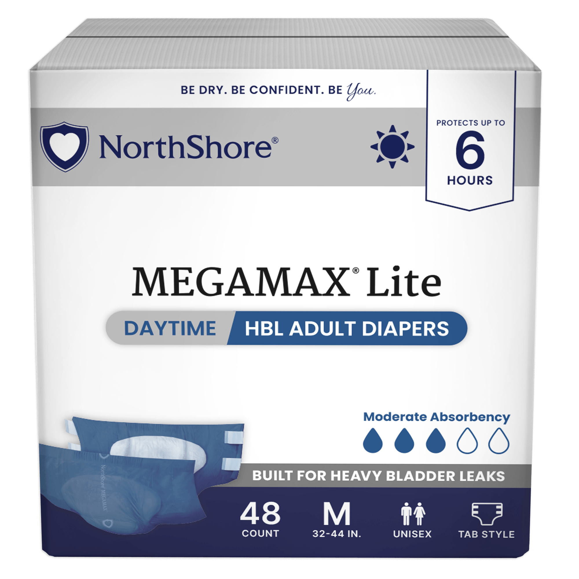 NorthShore MegaMax Lite 6-Hour Daytime HBL Adult Diapers with Tabs