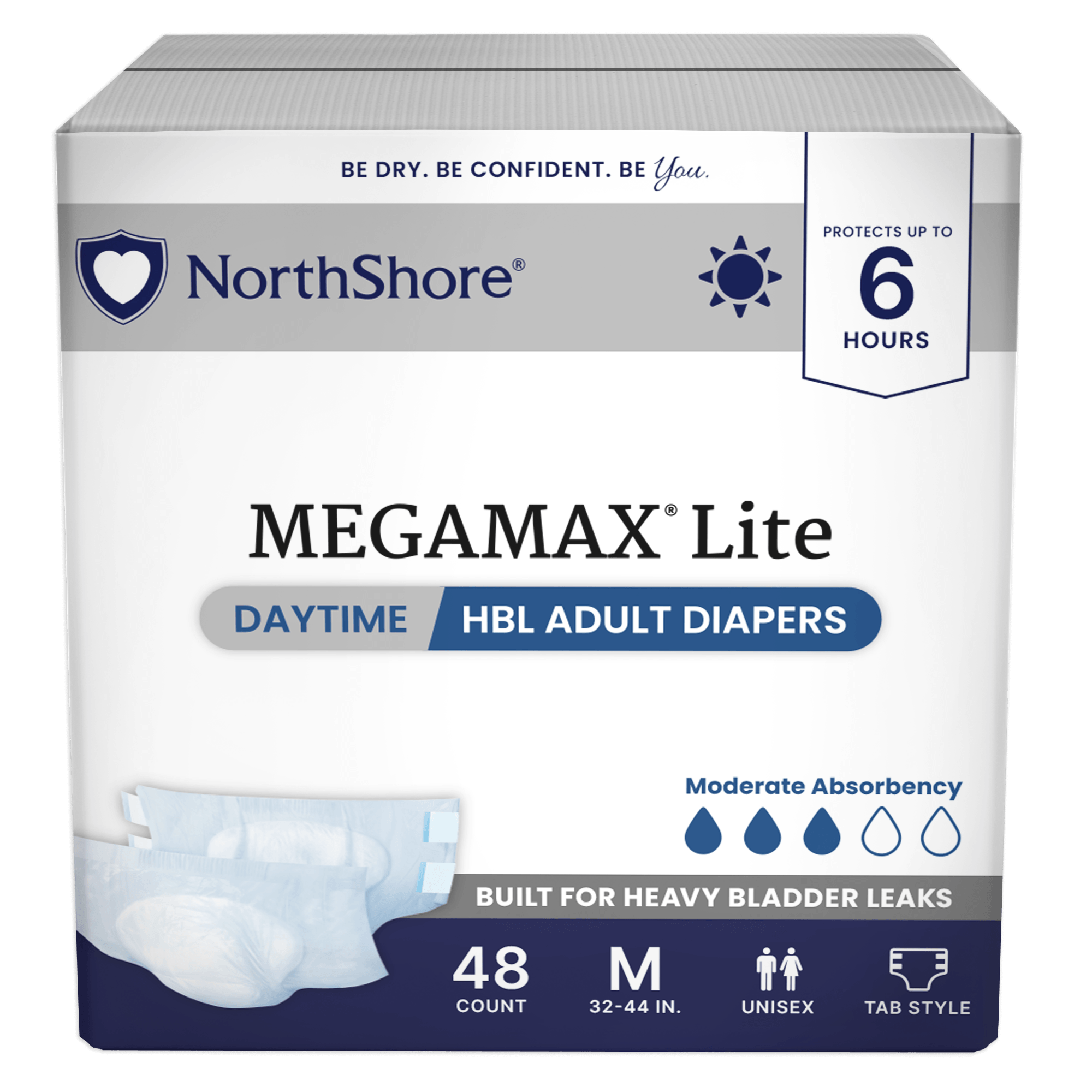 NorthShore MegaMax Lite 6-Hour Daytime HBL Adult Diapers with Tabs