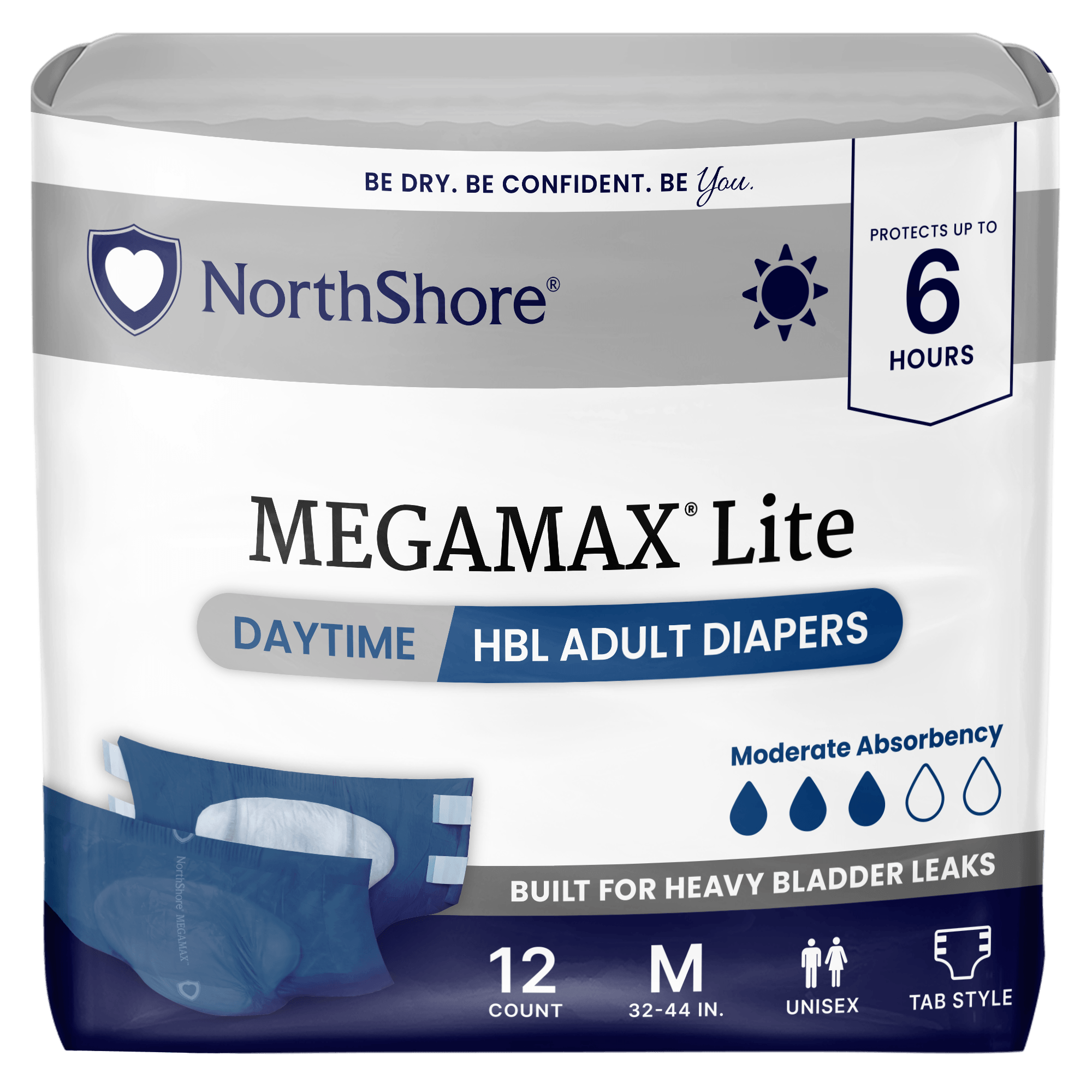 NorthShore MegaMax Lite 6-Hour Daytime HBL Adult Diapers with Tabs