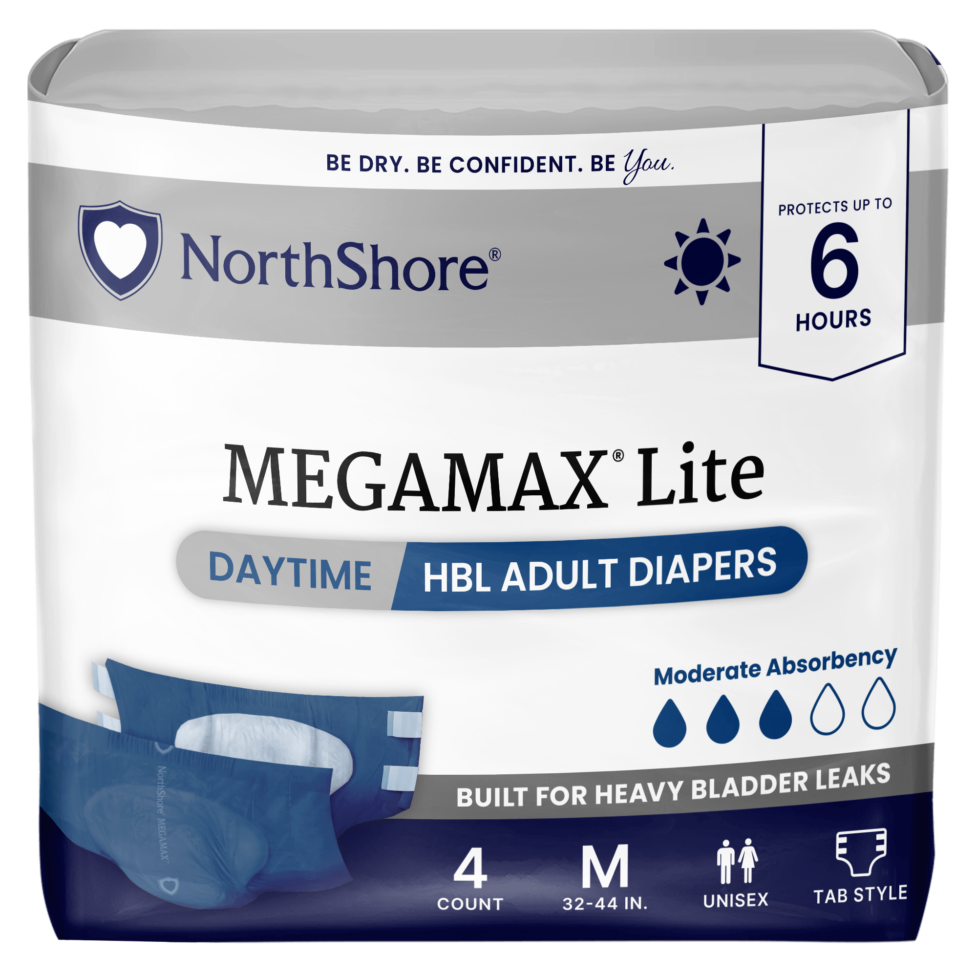 NorthShore MegaMax Lite 6-Hour Daytime HBL Adult Diapers with Tabs