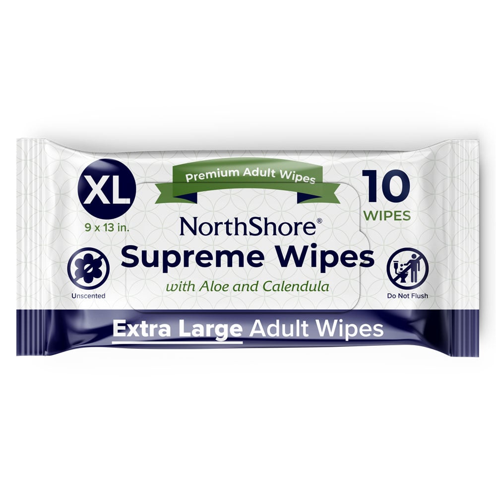 NorthShore Supreme Quilted Wipes, X-Large Adult Sized Cleansing