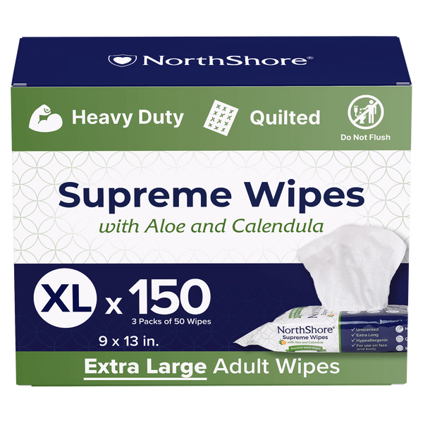 NorthShore Supreme Heavy-Duty Quilted Wipes, X-Large, 150 Count (3/50s)