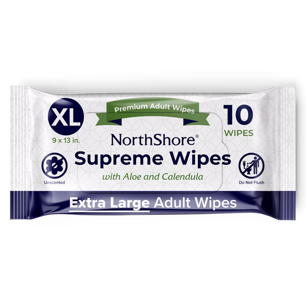 NorthShore Supreme Heavy-Duty Quilted Wipes, X-Large, Travel Pack, Pack/10